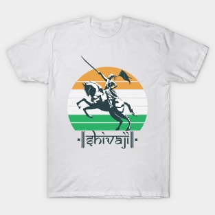 Shivaji Maharaj Statue Indian India Flag Marathi King T-Shirt